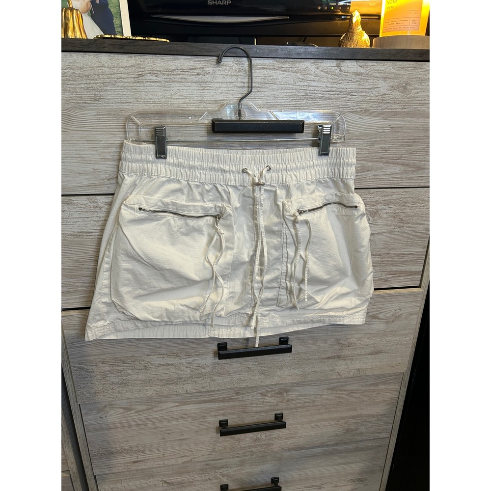 Zara White Cargo Mini Skirt Elastic Waist Utility Gorpcore Pockets Large - Picture 2 of 6